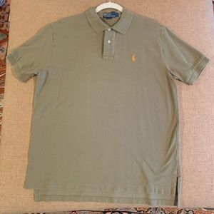 Men’s Polo olive green shirt with orange horse